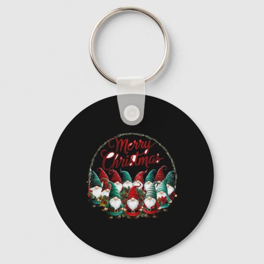 Merry Christmas Gnomes T Shirt Schlüsselanhänger (Vorderseite)