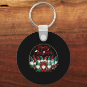 Merry Christmas Gnomes T Shirt Schlüsselanhänger (Vorderseite)