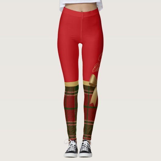 Merry Christmas Gold Bow Leggings (Vorderseite)