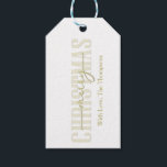 Merry Christmas Gold Calligraphy Script Geschenkanhänger<br><div class="desc">Dieses Design besticht durch ein schnelles Weihnachtsgold-Kalligraphie-Skript mit modernem,  minimalistischem,  einfachem und modernem Typografie-Design mit minimalistischen Etiketten,  perfekt für die Verpackung von Urlaubspendern,  einem eleganten Klassiker,  traditioneller Familienname</div>