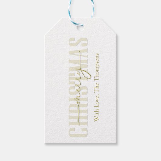 Merry Christmas Gold Calligraphy Script Geschenkanhänger (Vorderseite)