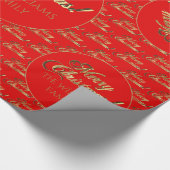 Merry Christmas Gold Foil Script Bright Red Geschenkpapier (Ecke)