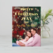 Merry Christmas Gold Folien Feiertagskarte (Stehend vorne)