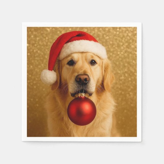 Merry Christmas Golden Retriever card. Serviette (Vorderseite)