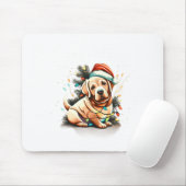 Merry Christmas Golden Retriever Puppy  Mousepad (Mit Mouse)