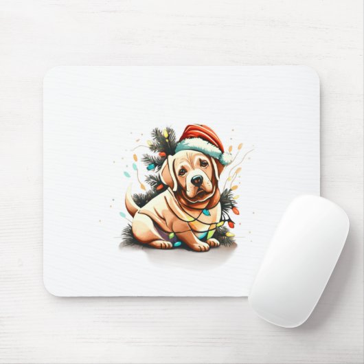 Merry Christmas Golden Retriever Puppy Mousepad (Mit Mouse)