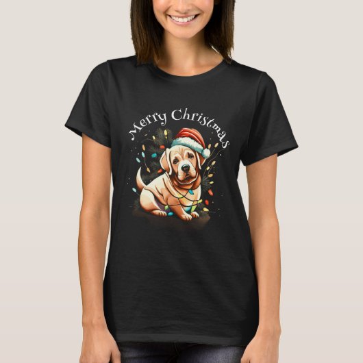 Merry Christmas Golden Retriever Puppy  T-Shirt (Vorderseite)
