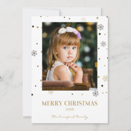 Merry Christmas Golden Snowflakes Family Photo