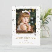 Merry Christmas Golden Snowflakes Family Photo (Stehend Vorderseite)