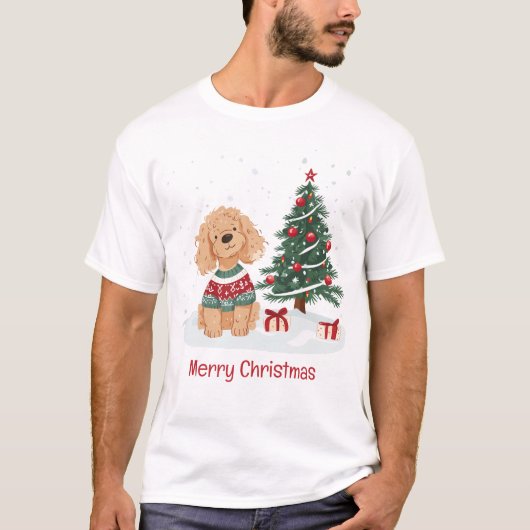 Merry Christmas Goldendoodle Dog T-Shirt (Vorderseite)