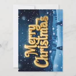  "Merry Christmas" goldene Schrift im Schnee Einladung