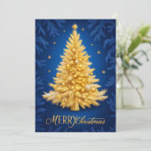 Merry Christmas - Goldener Weihnachtsbaum Einladung (Stehend Vorderseite)