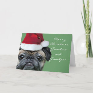 Merry Christmas Grandma and Grandpa Pug card Feiertagskarte