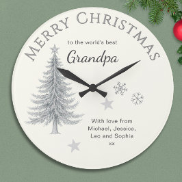 Merry Christmas Grandpa Cream Keepsake Große Wanduhr