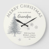Merry Christmas Grandpa Cream Keepsake Große Wanduhr (Vorderseite)