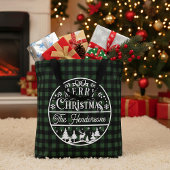 Merry Christmas Green & Black Buffalo Plaid Custom Tasche