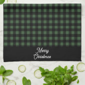 Merry Christmas Green & Black Buffalo Plaid Geschirrtuch (Gefaltet)