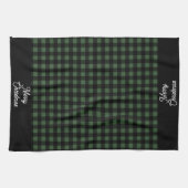 Merry Christmas Green & Black Buffalo Plaid Geschirrtuch (Horizontal)