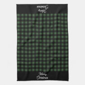 Merry Christmas Green & Black Buffalo Plaid Geschirrtuch (Vertikal)