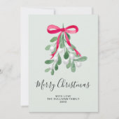 Merry Christmas Green Mistletoe Feiertagskarte (Vorderseite)