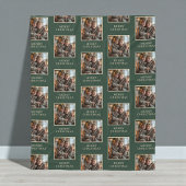 Merry Christmas Green Photo Holiday Fleecedecke