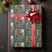 Merry Christmas Green Photo Holiday Geschenkpapier