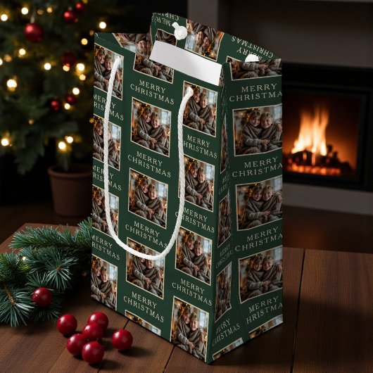 Merry Christmas Green Photo Holiday Kleine Geschenktüte