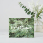 MERRY CHRISTMAS Green Pine Tree Holiday Feiertagspostkarte (Stehend Vorderseite)