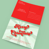 Merry Christmas Green Red Fun Retro Typography Postkarte