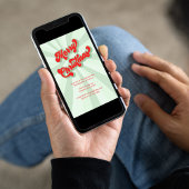 Merry Christmas Green Retro Typografie QR Code Einladung