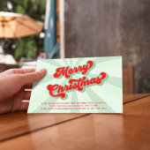 Merry Christmas Green Retro Typografie QR Code Einladung