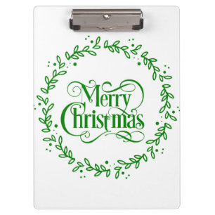 MERRY CHRISTMAS GREEN WREATH KLEMMBRETT