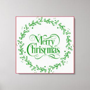 MERRY CHRISTMAS GREEN WREATH LEINWANDDRUCK