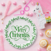 MERRY CHRISTMAS GREEN WREATH PAPPTELLER (Party)