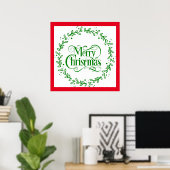 MERRY CHRISTMAS GREEN WREATH POSTER (Heimbüro)