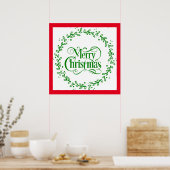 MERRY CHRISTMAS GREEN WREATH POSTER (Küche)