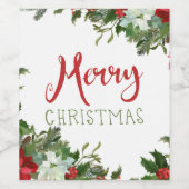 Merry Christmas greenery  Weinetikett (Einzelnes Label)