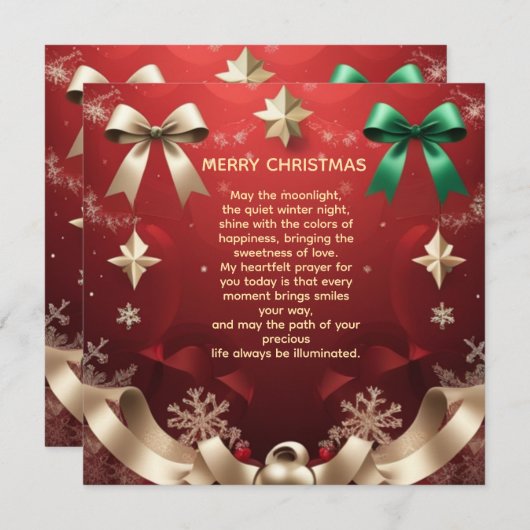 Merry Christmas Greeting Card with Festive Ribbons Ankündigung (Vorne/Hinten)