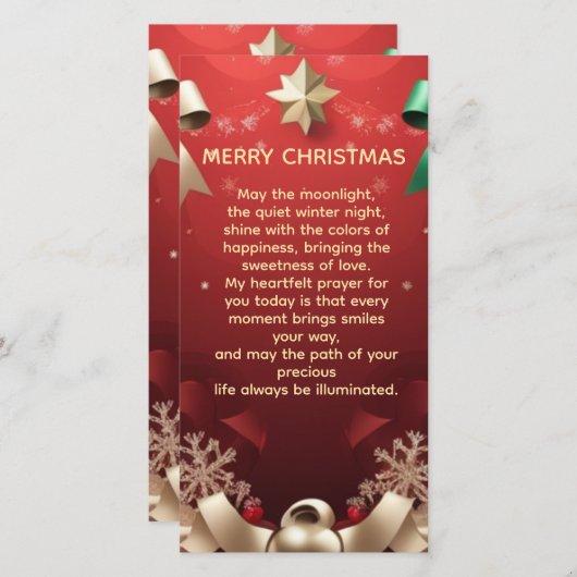 Merry Christmas Greeting Card with Festive Ribbons Ankündigung (Vorne/Hinten)