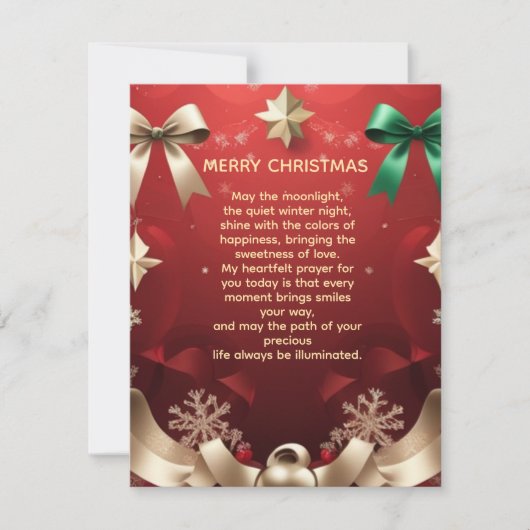 Merry Christmas Greeting Card with Festive Ribbons Karte (Vorderseite)