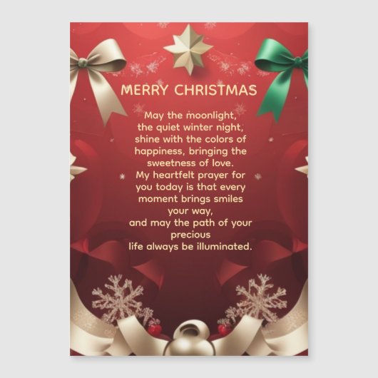 Merry Christmas Greeting Card with Festive Ribbons Magnetkarte (Vorderseite)