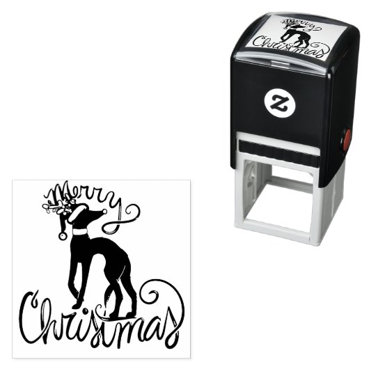 Merry Christmas Greyhound Reindeer Rubber Stamp Permastempel (Beispiel)