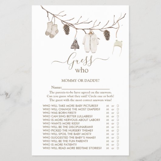 Merry Christmas 'Guess Who' Baby Shower Game Flyer (Vorne)