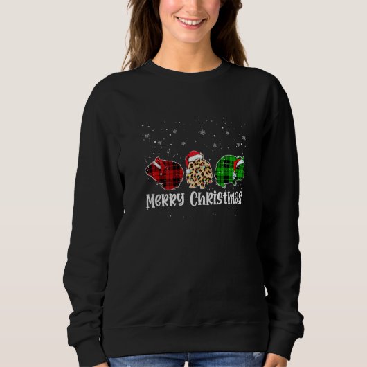 Merry Christmas Guinea pig Animals Leopard Buffalo Sweatshirt (Vorderseite)