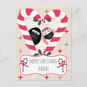 Merry Christmas Habibi Candy Cane Heart Feiertagspostkarte