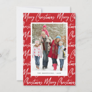 Merry Christmas Hand Lettered Foto Script Text Feiertagskarte