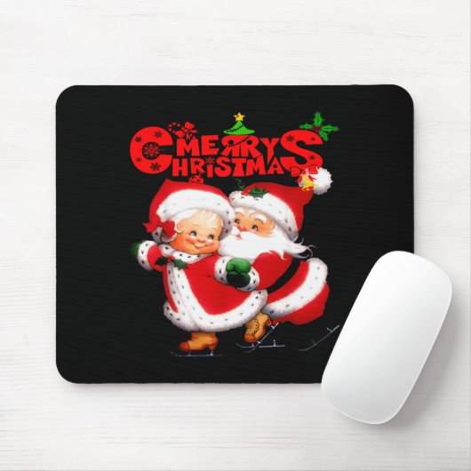 Merry Christmas - Happy Cute Mrs Claus And Mr Clau Mousepad (Mit Mouse)