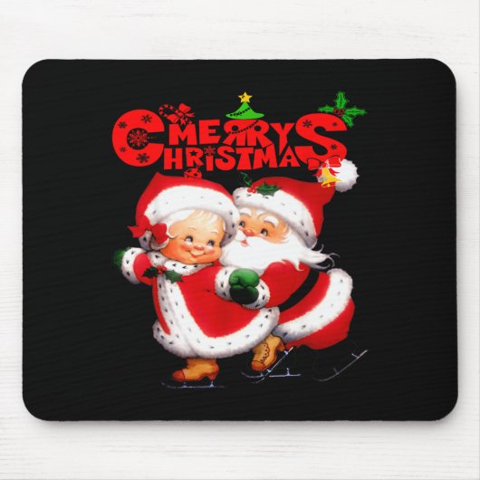Merry Christmas - Happy Cute Mrs Claus And Mr Clau Mousepad (Vorne)