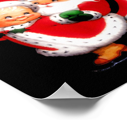 Merry Christmas - Happy Cute Mrs Claus And Mr Clau Poster (Ecke)