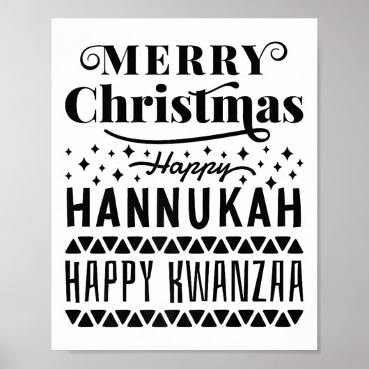 Merry Christmas Happy Hanukkah Happy Kwanzaa Poster (Vorne)